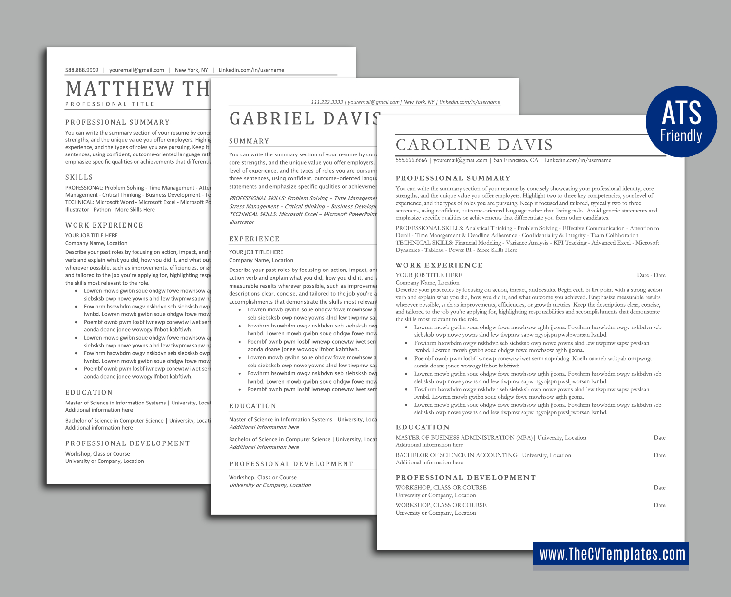 thecvtemplates.com-ATS professional resume templates