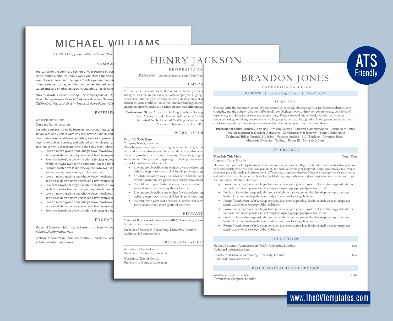 thecvtemplates.com-ATS professional resume templates